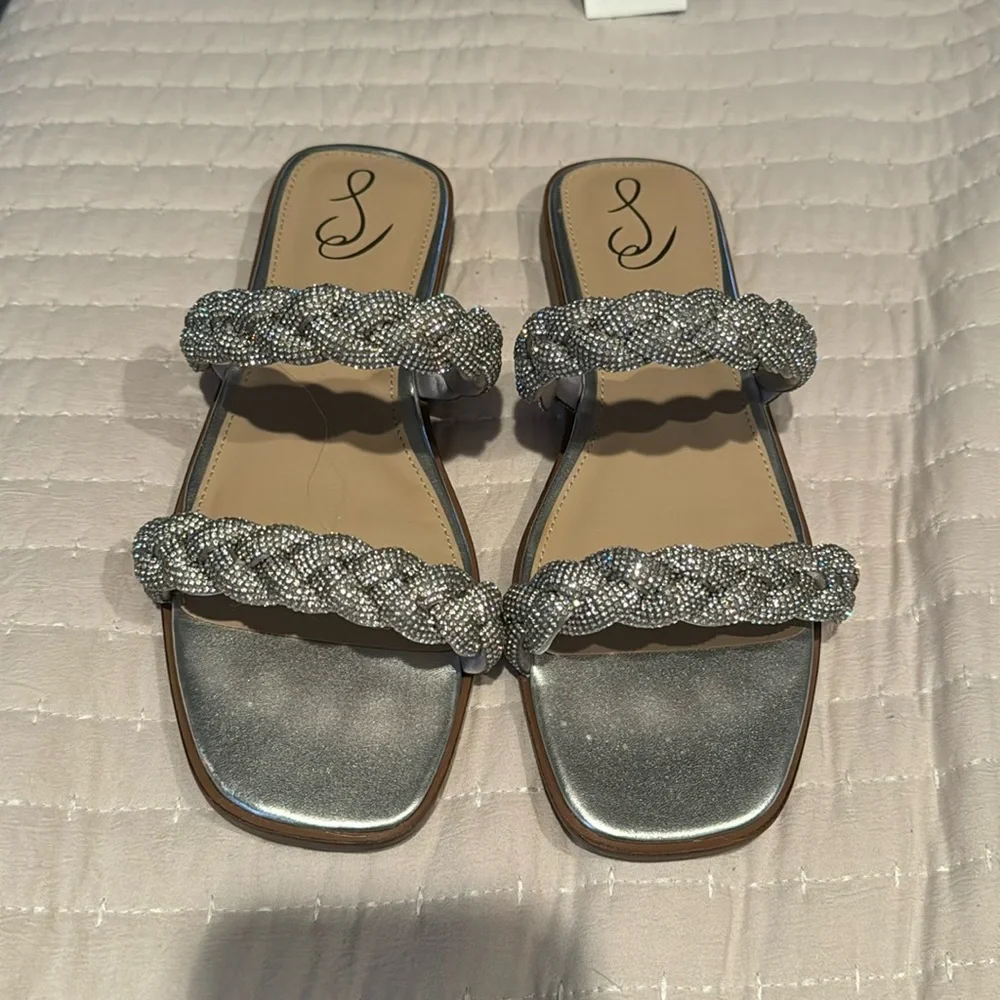 Sam Edelman Silver Rhinestone Sandals NWT 7.5 - Picture 1 of 3